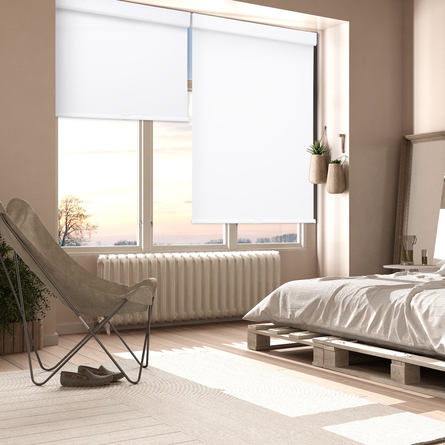 Regal Living Cordless Room Darkening Polyester Roller Shades, White - 32" W x 72" L