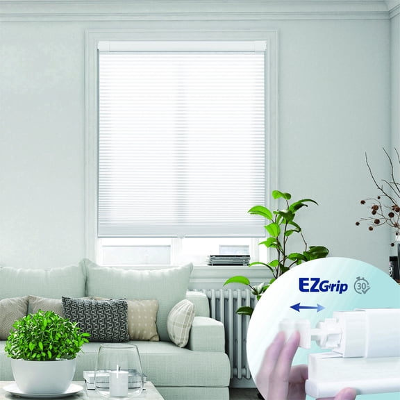 Regal Living EZ Grip No Tool No Drill Cordless 1" Light Filtering Cellular Shade, White - 32" W x 64" L