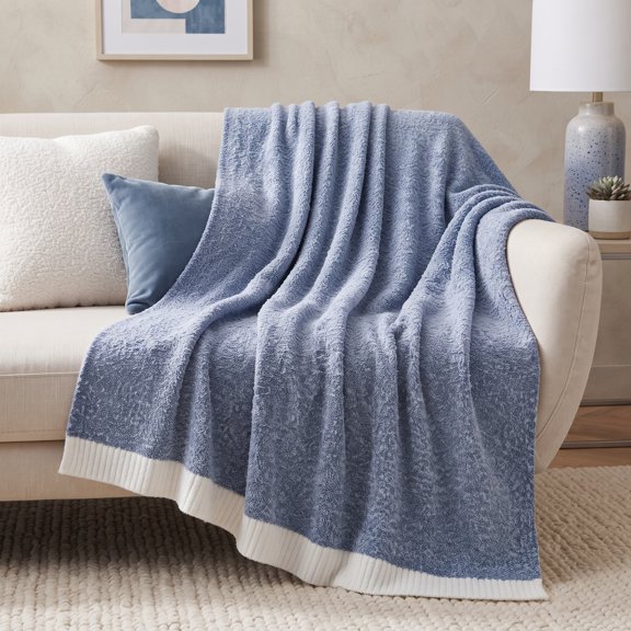 Regal Living Soft Fluffy Knit Throw Blanket, Heather Navy, 50" x 60''