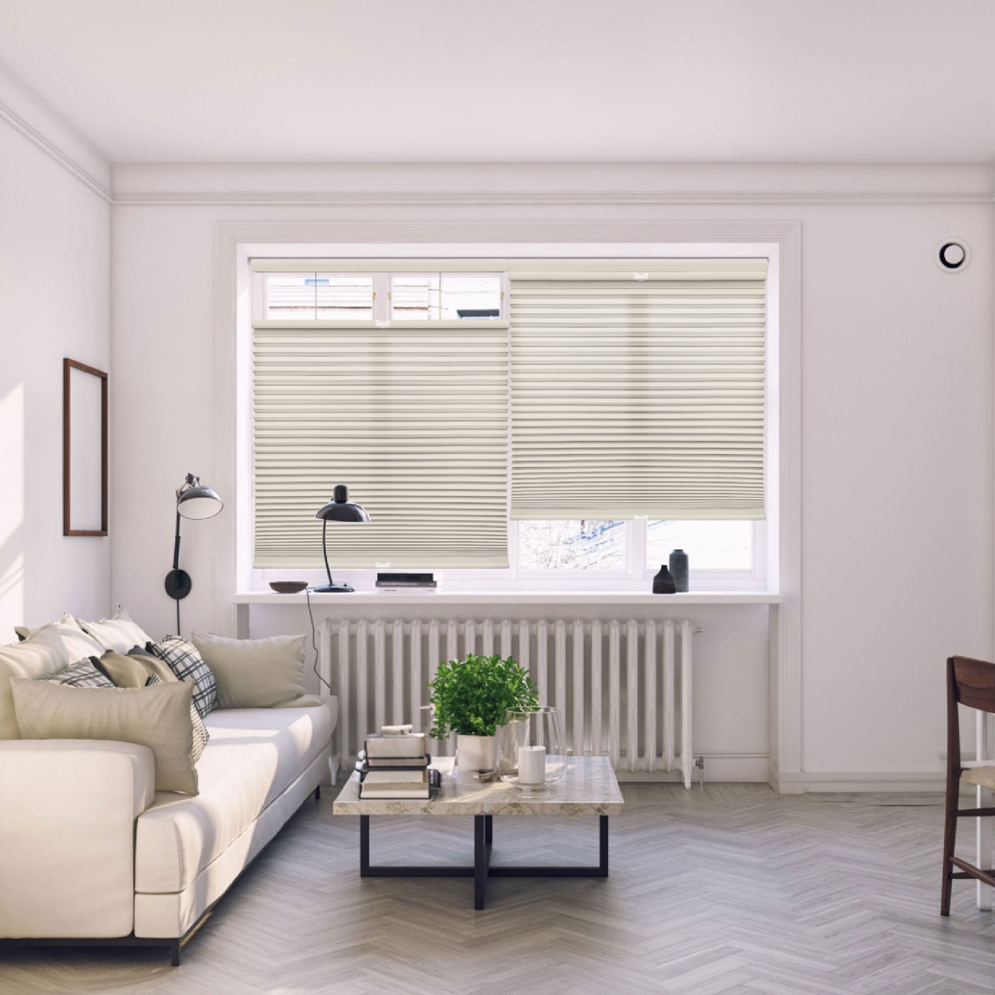 Regal Living Top Down Bottom Up Light Filtering Cordless Cellular Shade, Alabaster - 45.5" W x 64" L