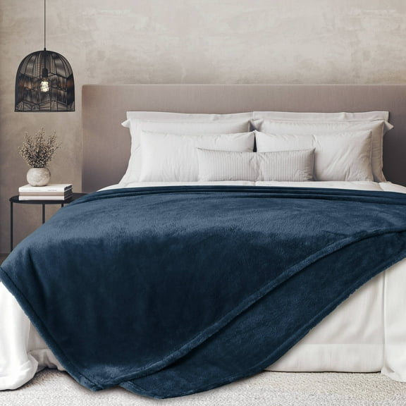 Regal Living Ultra Soft Plush Fleece Blanket, Double-Sided Cozy Warm King, Navy, 108" x 90"