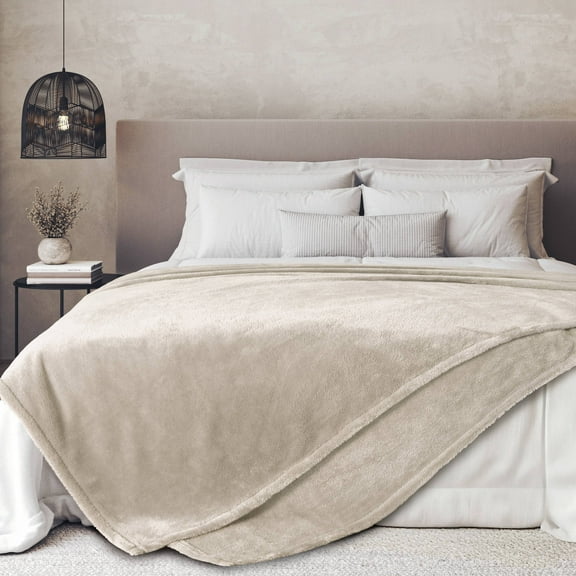 Regal Living Ultra Soft Plush Fleece Blanket, Double-Sided Cozy Warm Throw, Beige, 60" x 70"