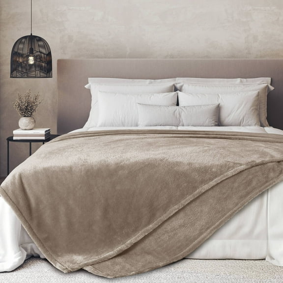 Regal Living Ultra Soft Plush Fleece Blanket, Double-Sided Cozy Warm Throw, Taupe, 60" x 70"