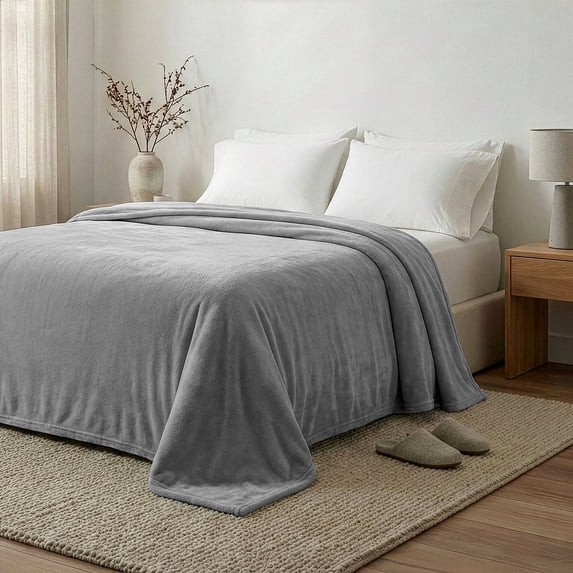Regal Living Warm & Cozy Plush Velvet Blanket, Solid Gray, 66 x 90