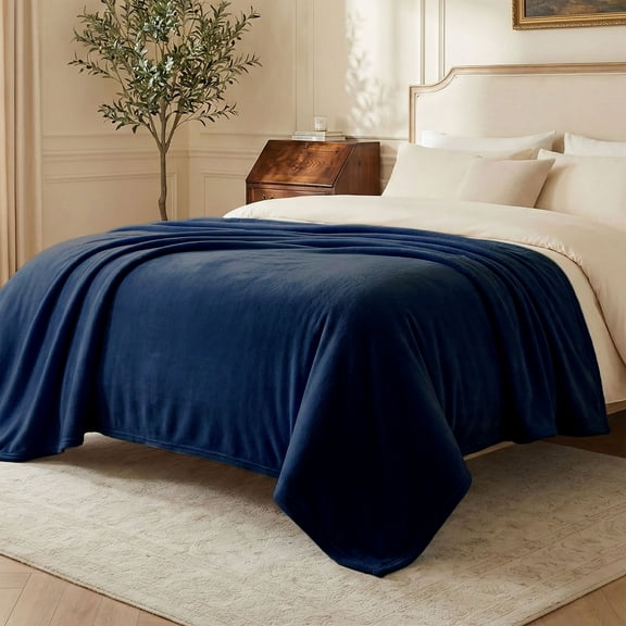 Regal Living Ultra Soft Plush Velvet Throw Blanket , Navy, 50'' x 60''