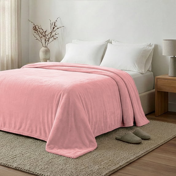 Regal Living Warm & Cozy Plush Velvet Twin Blanket, Candy Pink, 66 x 90