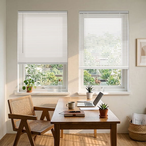Regal Living White Cordless 1" Room Darkening Mini Blinds - 23 in. x 72 in.