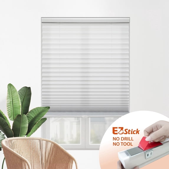 Regal Living White EZ Stick No Drill Light Filtering 1" Pleated Shade - 24" W x 48" L
