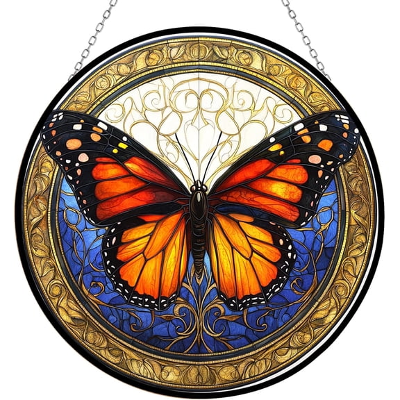 Regal Majesty Butterfly Stained Glass Suncatcher Stained Glass Window Hangings Birthday Gift for Mom Grandma Teacher Women Friend Memorial Hook