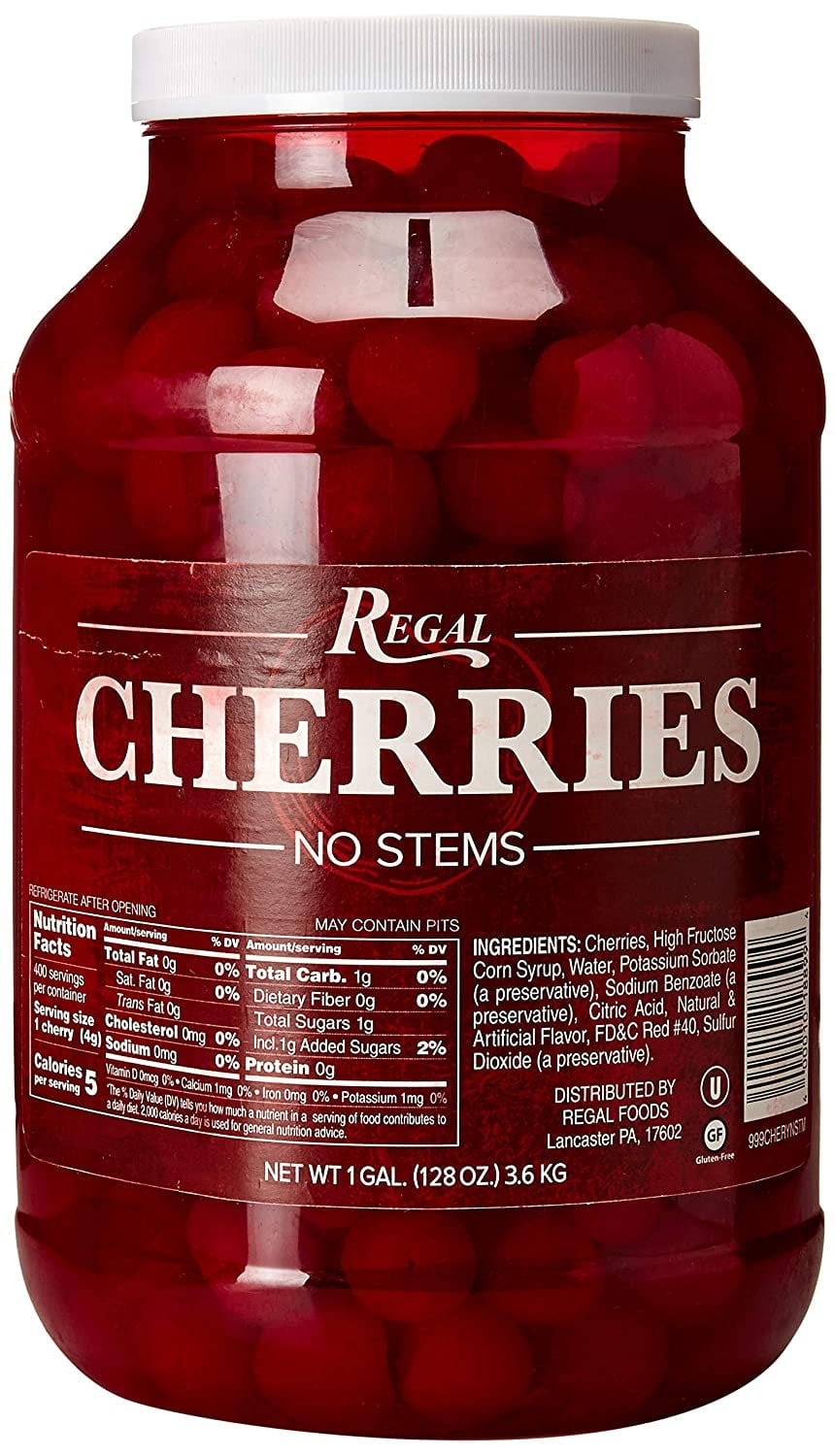 Regal Maraschino Cherries Without Stems - 1 Gallon
