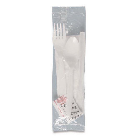 Regal Mediumweight Cutlery Kit, Individually Wrapped, Fork/Knife/Napkin/Spoon/Salt/Pepper, Plastic, | Bundle of 5