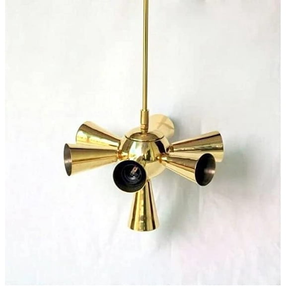 Regal Nauticaz Brass Sputnik Icon Chandelier Odd Downward Mid Century Style Arms Light Home, Balcony, Bed Room, Living Room, Kitchen,Dining Room Decor