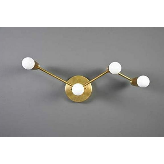 Regal Nauticaz Mid Century Modern Wall Lamp Mounted Sconce 4-Light Minimalist Raw Brass Fixture for Bedroom Vanity Light