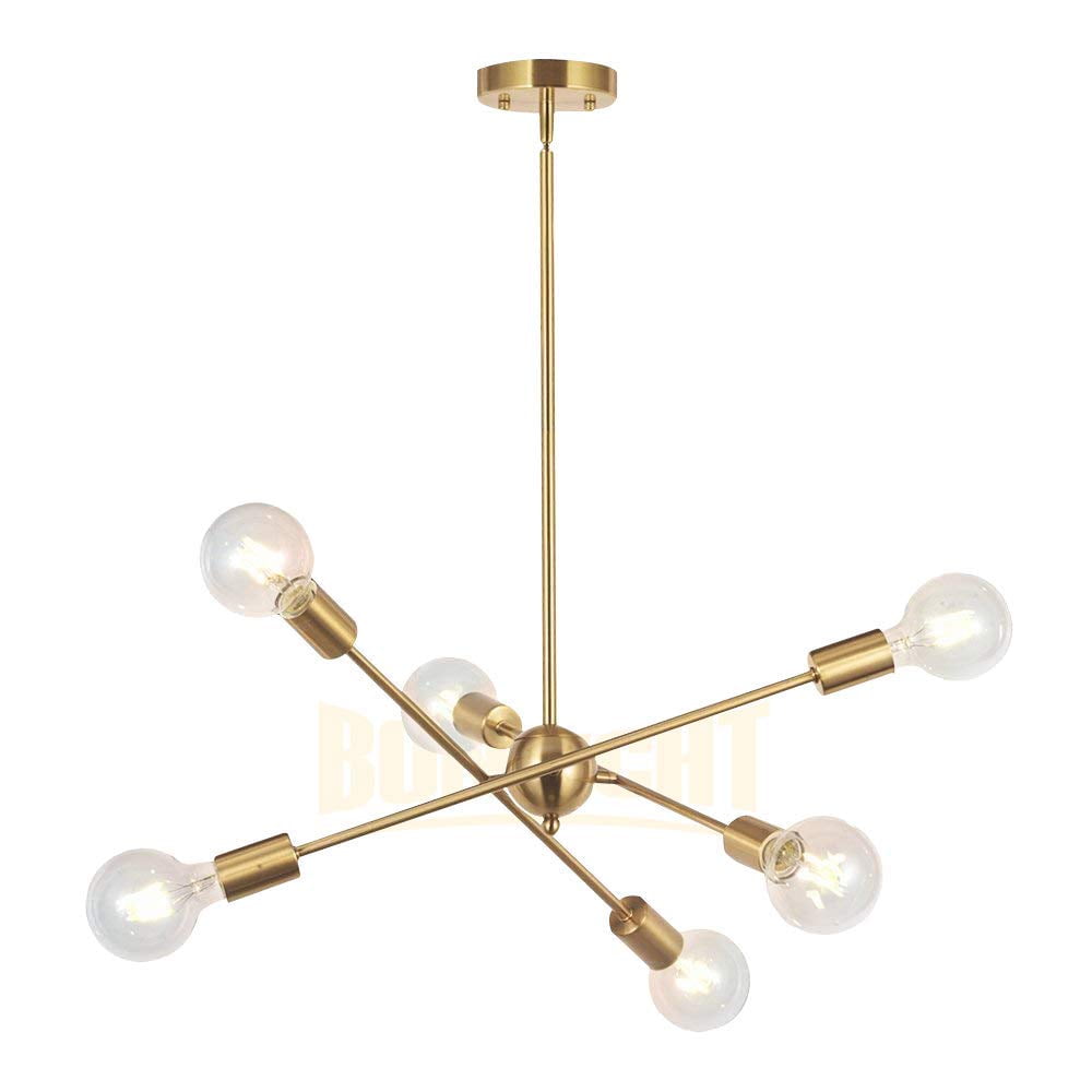 Regal Nauticaz Sputnik Chandelier Lighting 6 Lights Black Chandelier Mid Century Pendant Light Industrial Kitchen Dining Room Ceiling Lighting Fixture for Bedroom & Hallway