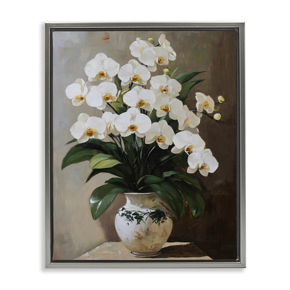 Stupell Industries Regal Orchid Arrangement Gray Framed Floater Canvas Wall Art, design by Franklyn Gregory