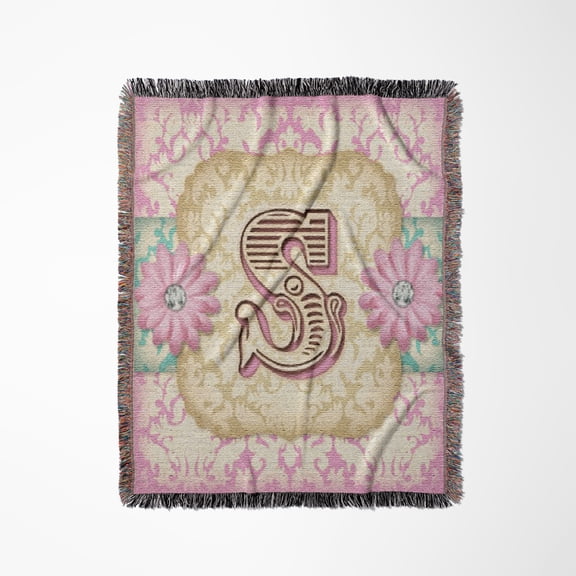 Regal Pastel Mod Damask Monogram Initial S, Woven Blanket
