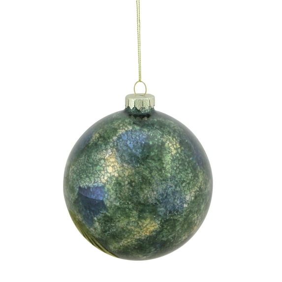 Northlight 4.75” Regal Peacock Mercury Glass Ball Christmas Ornament - Green