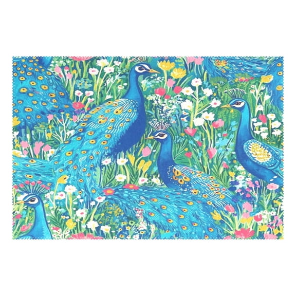 Regal Peacocks 12x18in Heat-Resistant Non-Slip Place Mat, Durable and Wrinkle-Resistant
