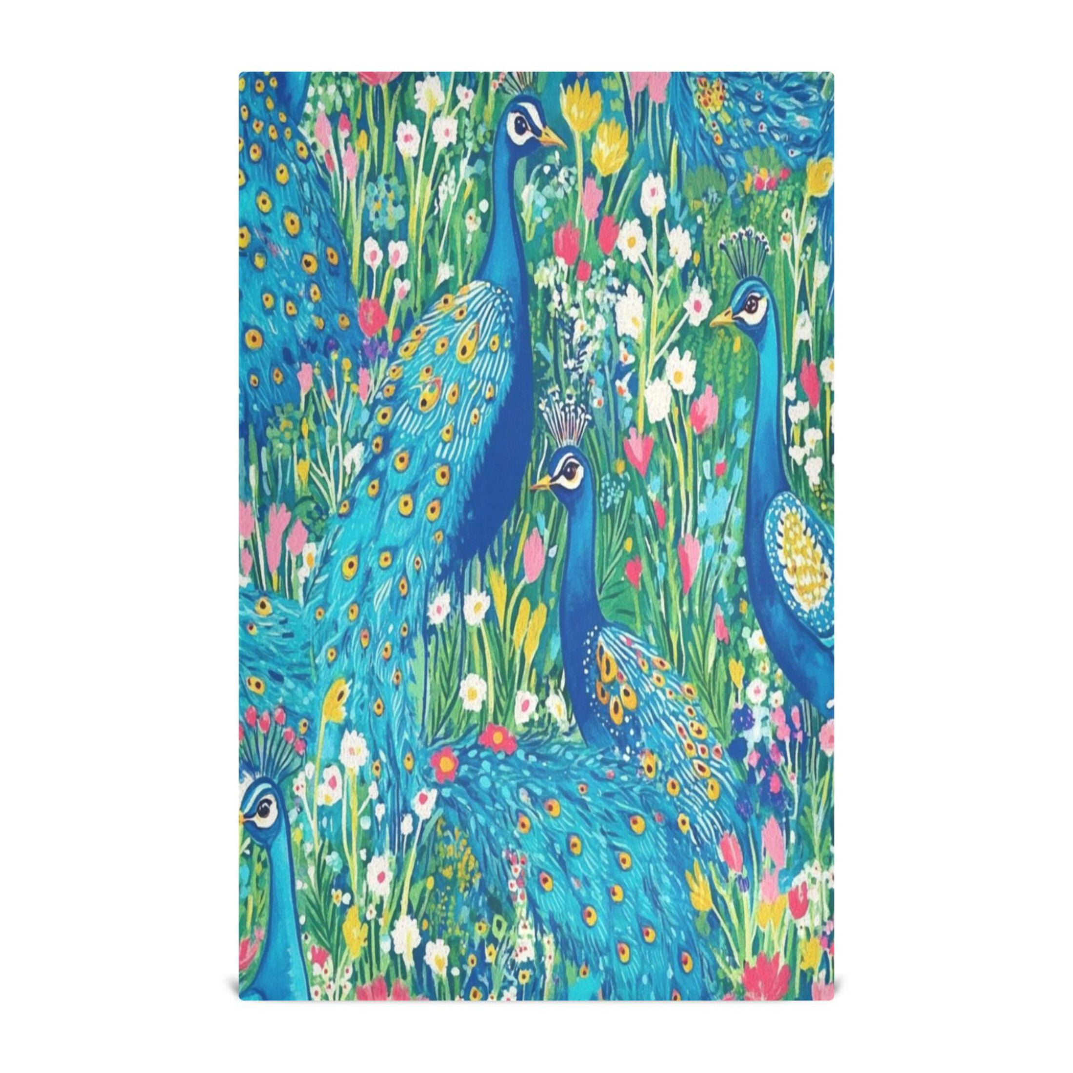 Regal Peacocks Kitchen Towels 6-Piece Pack Tea Towels for Kitchen Decorative Waffle Design 28x18in