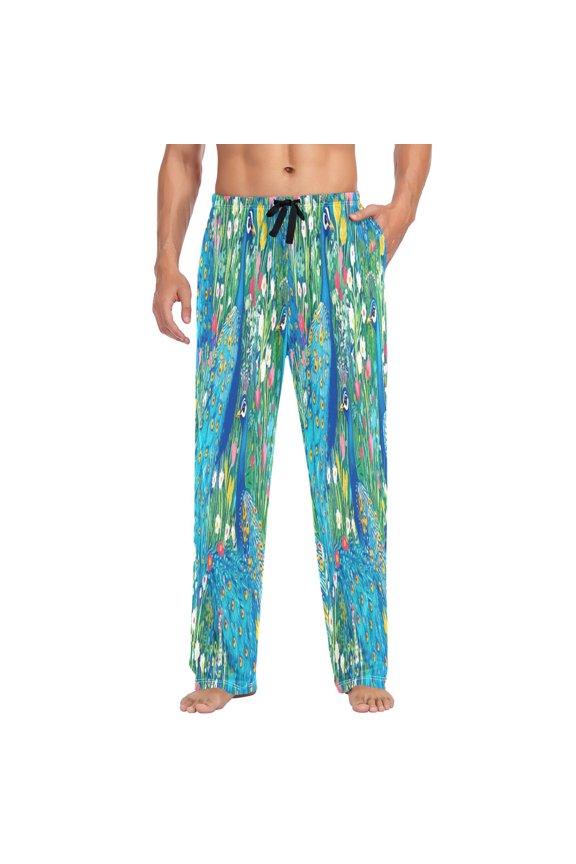 Regal Peacocks Mens Cotton Pajama Pants Long Staple Lightweight Sleep Bottoms with Pockets Breathable