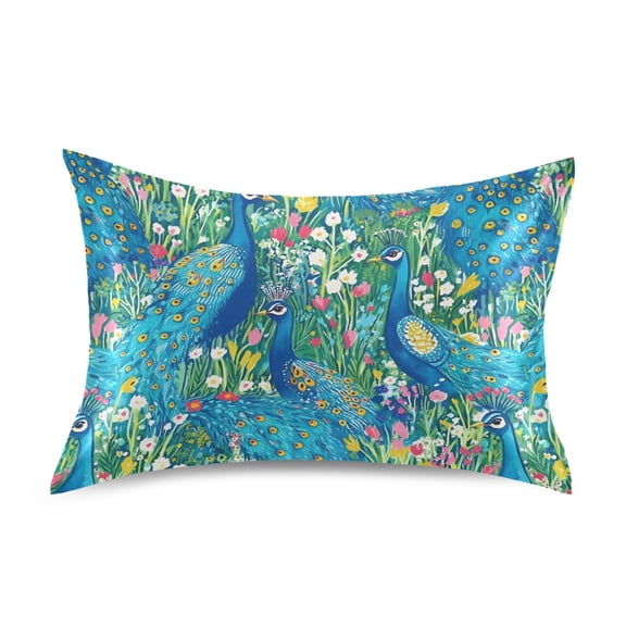 Regal Peacocks Pillowcase Standard Size Luxury Silky Soft Wrinkle Resistant Envelope Closure 20x26in