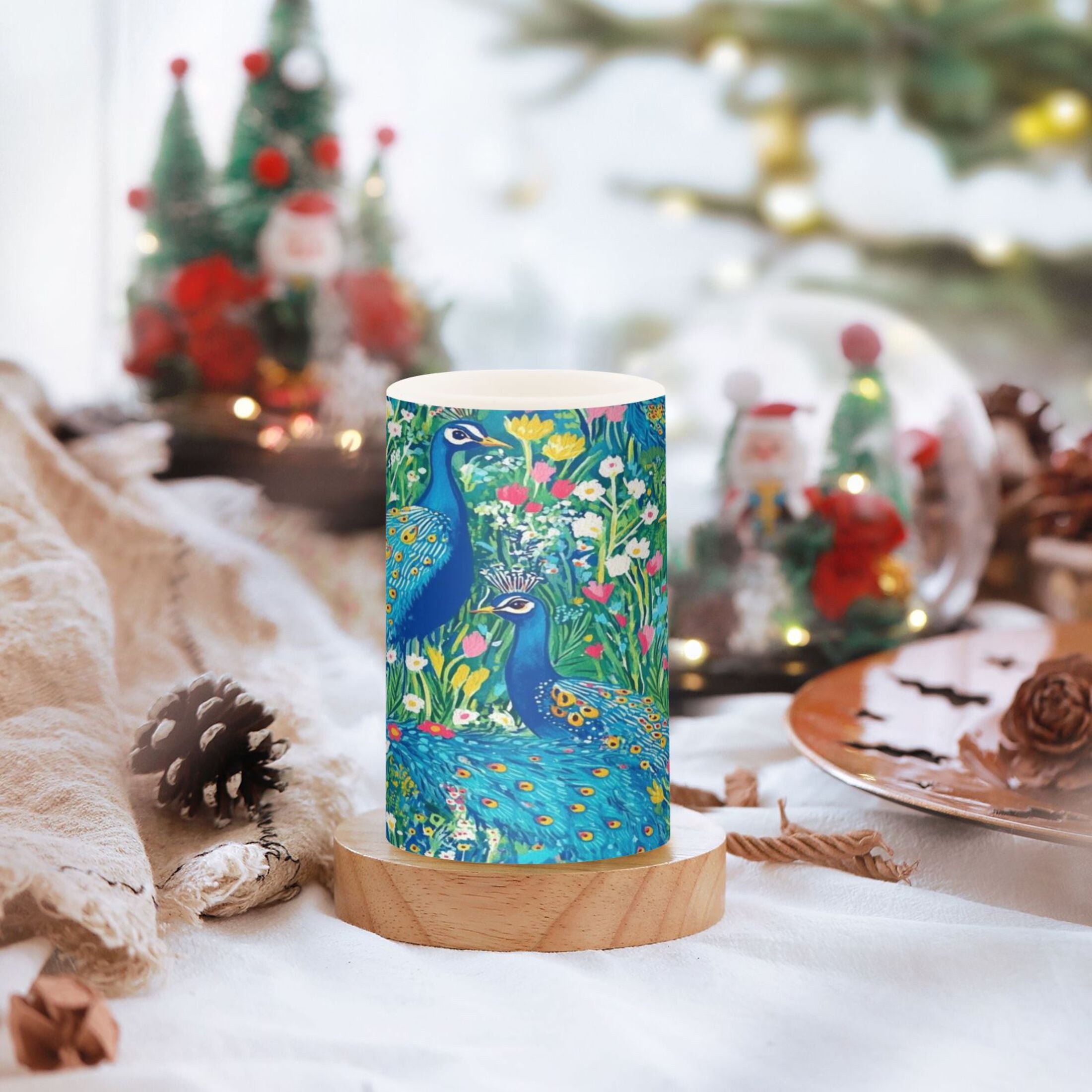 Regal Peacocks Set of 2 Flameless LED Candles Remote and Timer Indoor Outdoor