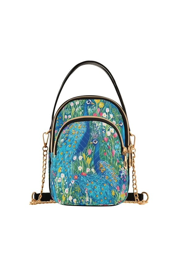 Regal Peacocks Women's Crossbody Handbags Leather Crossbody Bags Fanny Pack Chest Bag for Travel