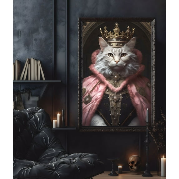 The Regal Portrait Of The Cat King Poster, Vintage Gothic Aesthetic, Home Decor, Victorian Vampire, Gothic Portrait, Halloween Poster - Best gifts your whole family