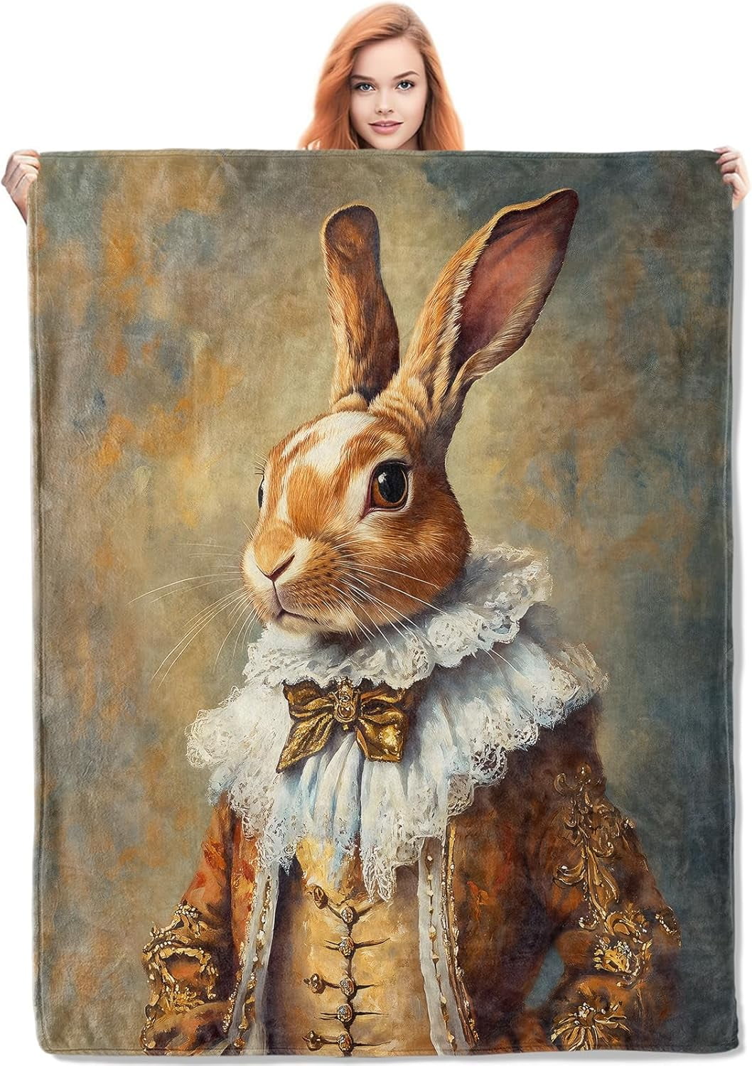 Regal Rabbit Blanket Gifts for Women, Noble Rabbit in Period Clothing ...