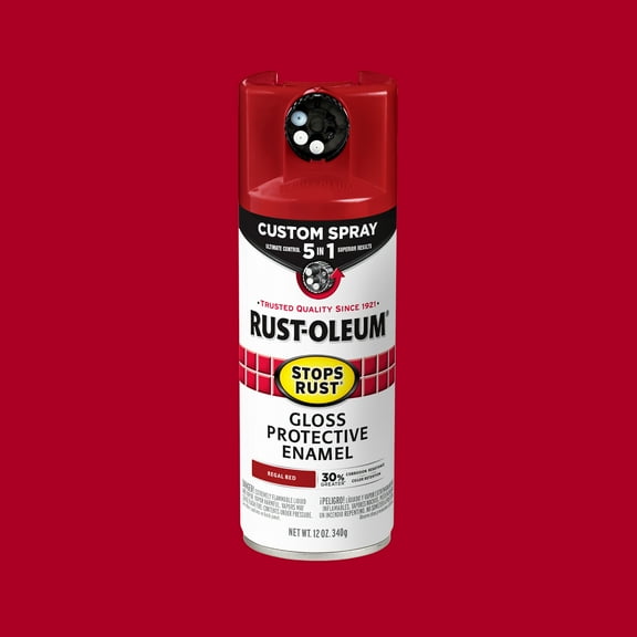 Regal Red, Rust-Oleum Stops Rust Custom Sprays 5 in 1 Gloss Spray Paint-376895, 12 oz