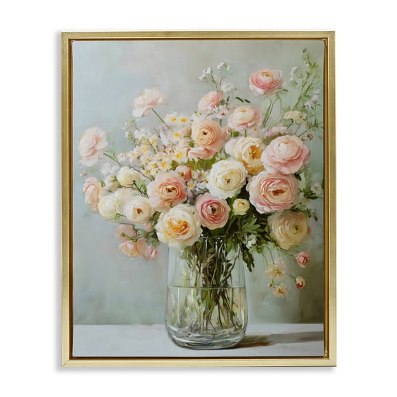 Stupell Industries Regal Romantic Bouquet Gold Framed Floater Canvas Wall Art, design by Creative Studio, 31 x 25