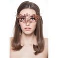 thumbnail image 1 of Regal Rose Gold Floral Laser Cut Masquerade Mask with Clear Rhinestones - One Size, 1 of 1