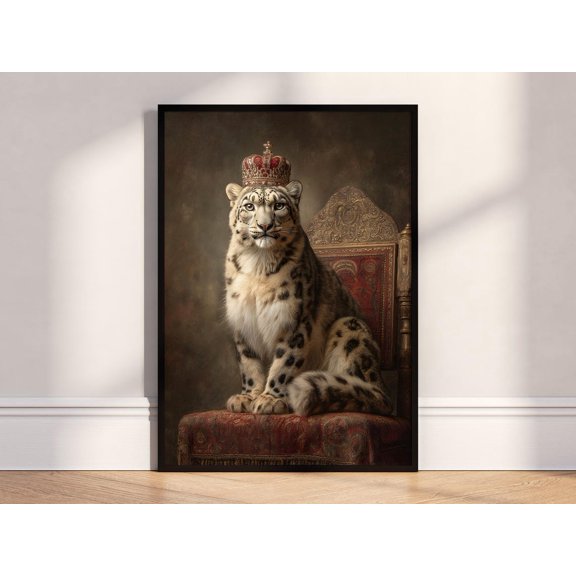 Regal Snow Leopard Throne Portrait Poster Unframed Paper Print