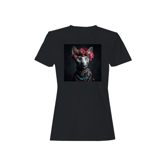 Regal Sphynx with Floral Crown Women's T-shirt