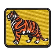 Regal Standing Bengal Tiger Applique Multi-Color Embroidered Hook & Loop Patch - 3.5 Inch Large