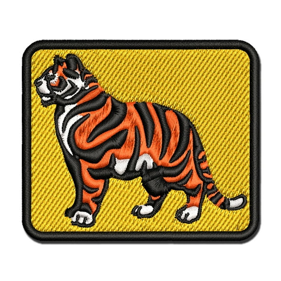 Regal Standing Bengal Tiger Applique Multi-Color Embroidered Iron-On Patch - 3 Inch Medium