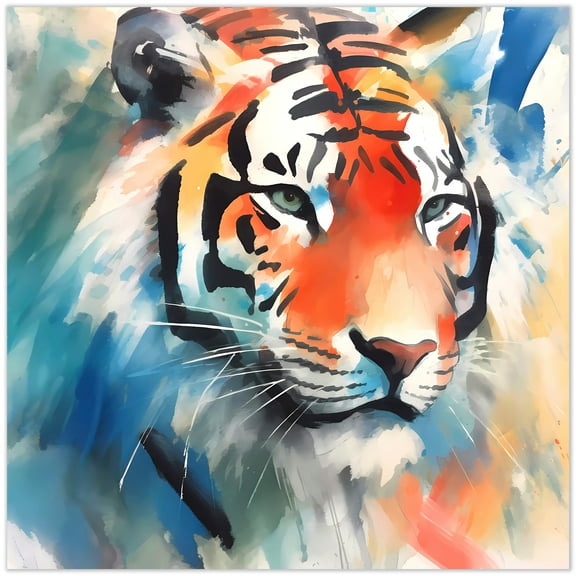 "Regal Strength II" Tiger Frameless Free Floating Reverse Printed Tempered Art Glass Wall Art