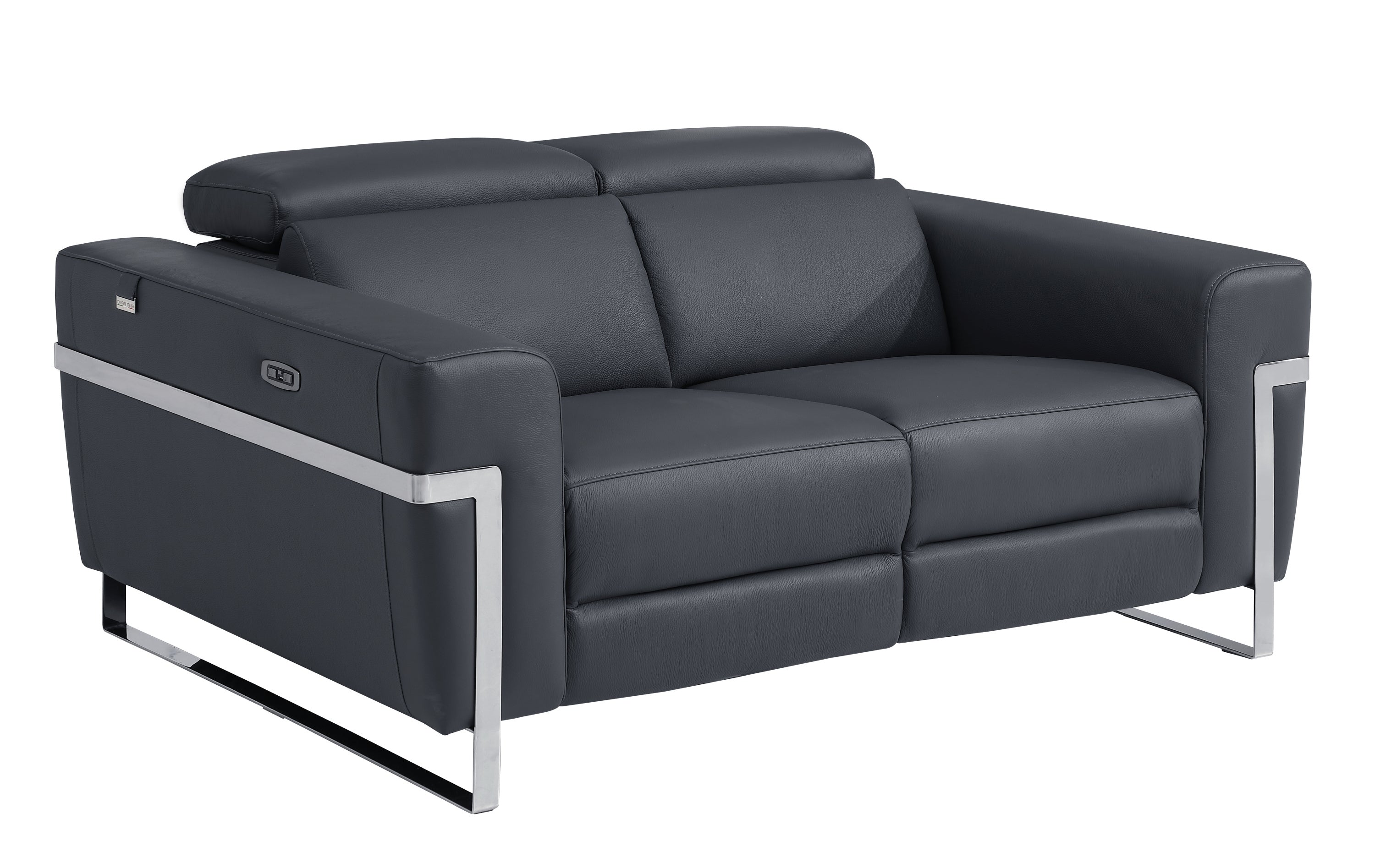 Regal Top Grain Italian Leather Loveseat with Power Recliner - Dark ...