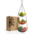 thumbnail image 1 of Regal Trunk & Co 3 Tier Hanging Fruit Basket - Farmhouse Wire Basket for Kitchen with Large Fruit Bowl - Hanging Hook and Detachable Round Wire Baskets Included, 1 of 7