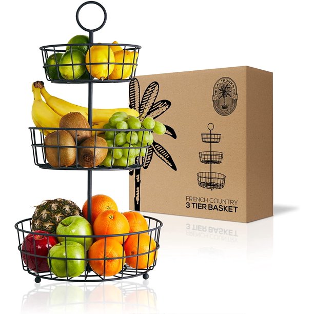 Regal Trunk & Co. French Country Wire 3 Tier Storage Fruit Basket, Eggs and More