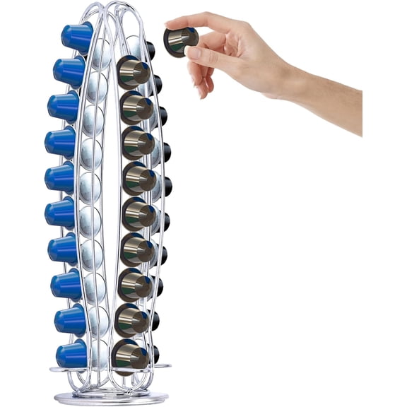 Regal Trunk Coffee Pod Holders for Counter - Capsule Holder Storage Organizer Rack - Nespresso Accessories for Storage & Organization - Coffee Pod Tower Stand with Iron Base - 16''Hx4''Lx4''W