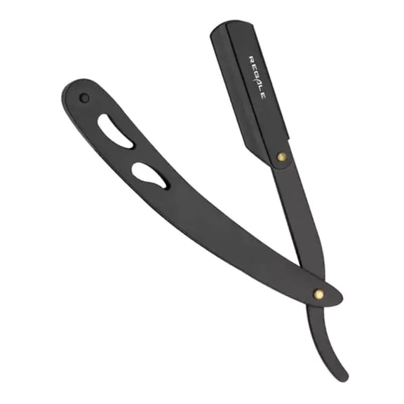Regale Barber Supply Traditional Straight Edge Razor - Professional Shaving Tool, Black Mattee Single Blade Barber Razor
