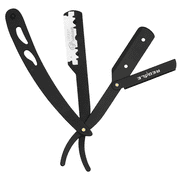 Regale Barber Supply Traditional Straight Edge Razor - Professional Shaving Tool, Black Mattee Single Blade Barber Razor