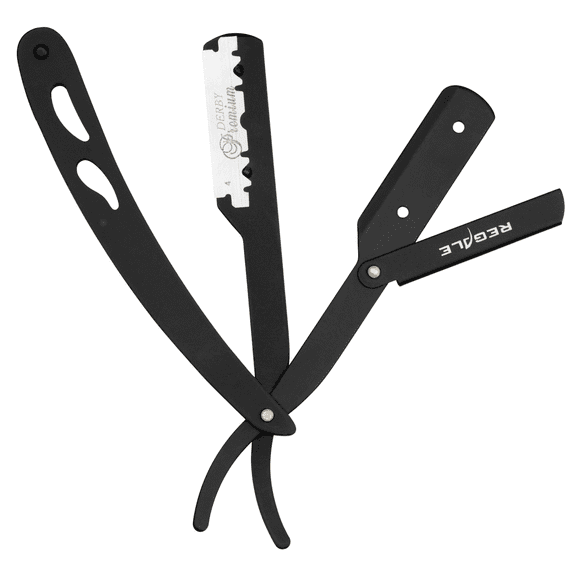 Regale Barber Supply Traditional Straight Edge Razor - Professional Shaving Tool, Black Mattee Single Blade Barber Razor