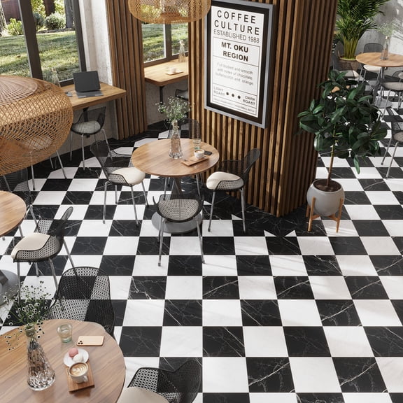 Regalia 12x12 Nero Black Porcelain Veining Wall and Floor Tile (13.56 sq ft/case) - 14 Pack