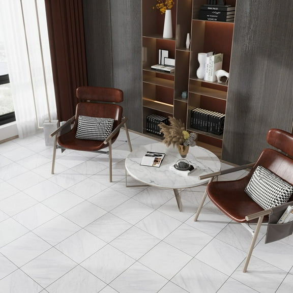 Regalia 12x12 White Porcelain Veining Wall and Floor Tile (13.56 sq ft/case) - 14 Pack