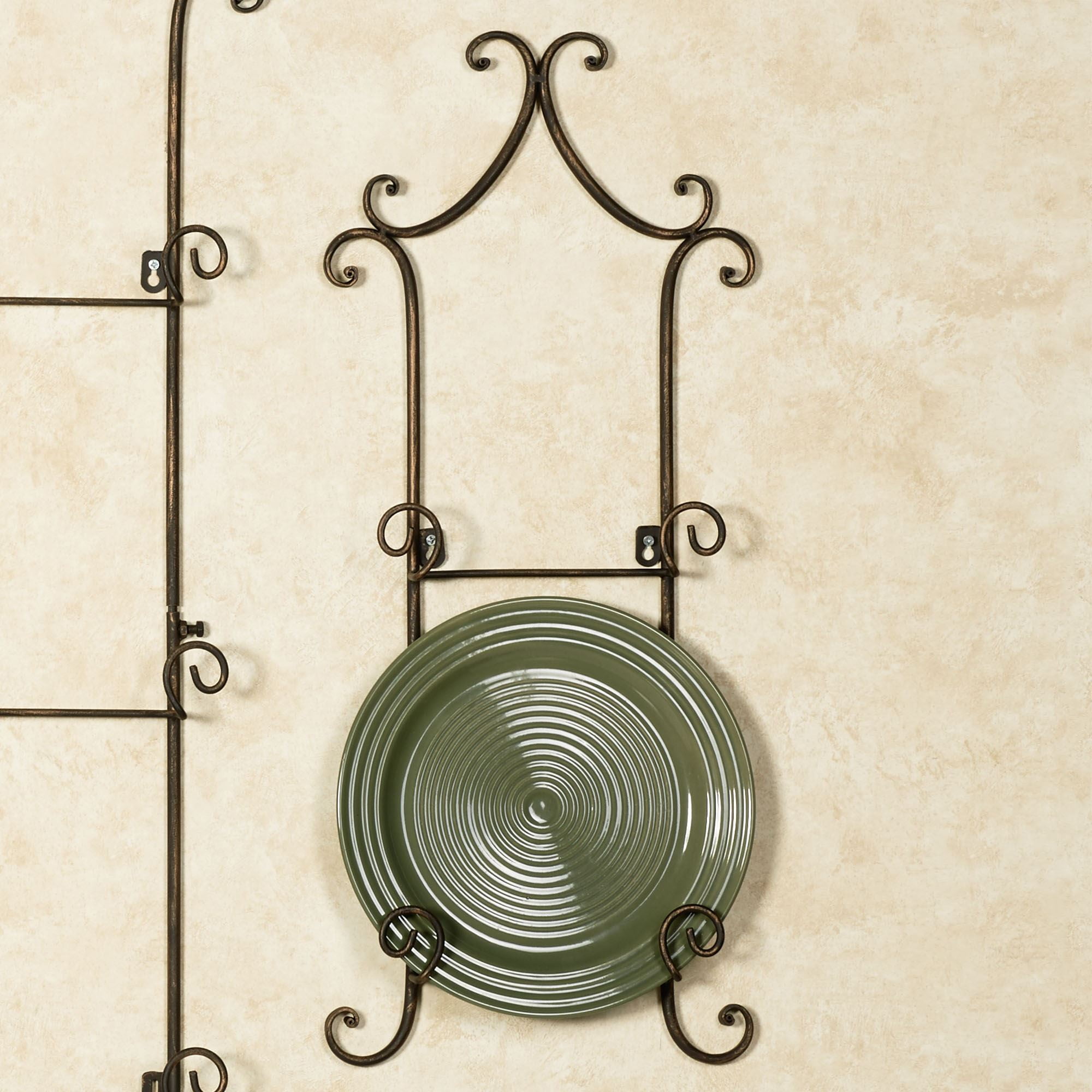 Antique Bronze Handcrafted Metal 4-Plate Wall Rack