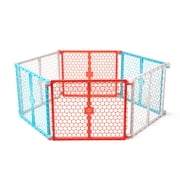 Regalo 2-in-1 Super Wide Baby Safety Gate and Play Yard, 192-Inch Coverage, Ages 6-24 Months, Red/White/Blue