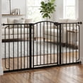 thumbnail interactive-video image 1 of Regalo Extra Wide 58” Arched Décor Baby Safety Gate with Extensions, Pressure-Mounted for Doorways & Bottom of Stairs, Dark Bronze, 1 of 11