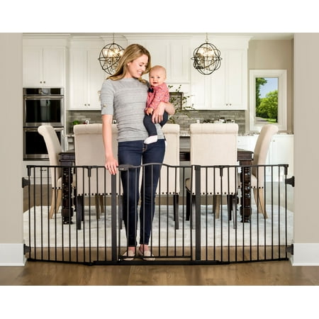 Regalo Deluxe Home Accents 74 inch Widespan Baby Safety Gate, Black, Ages 6 to 24 Months